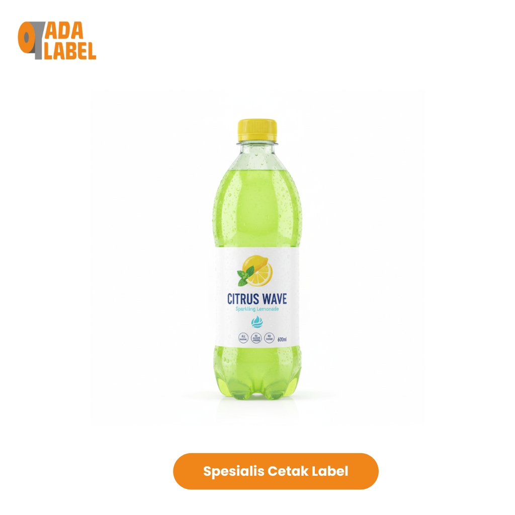 Cetak Stiker Label Botol 600 Ml Plastik / Kaca Bisa Custom